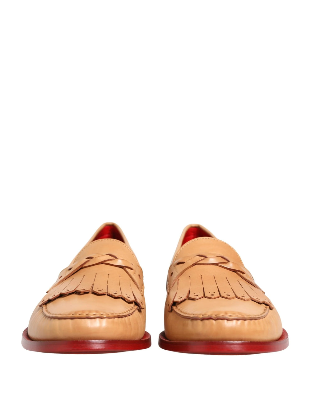 Dolce & Gabbana Beige Tassel Leather Men Slip On Loafers Shoes