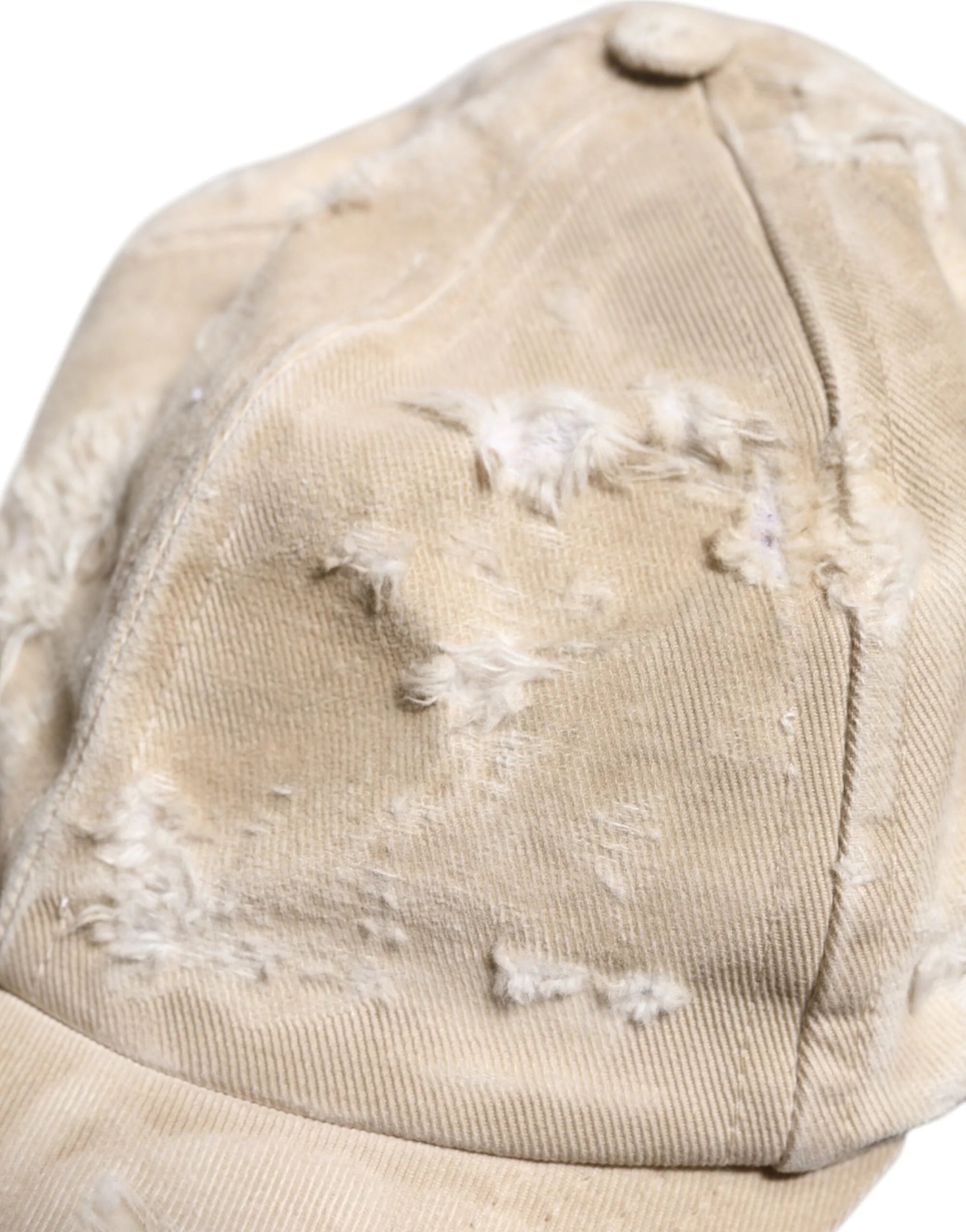 Dolce & Gabbana Beige Tattered Cotton 6 Panels Baseball Cap - 58 cm|M