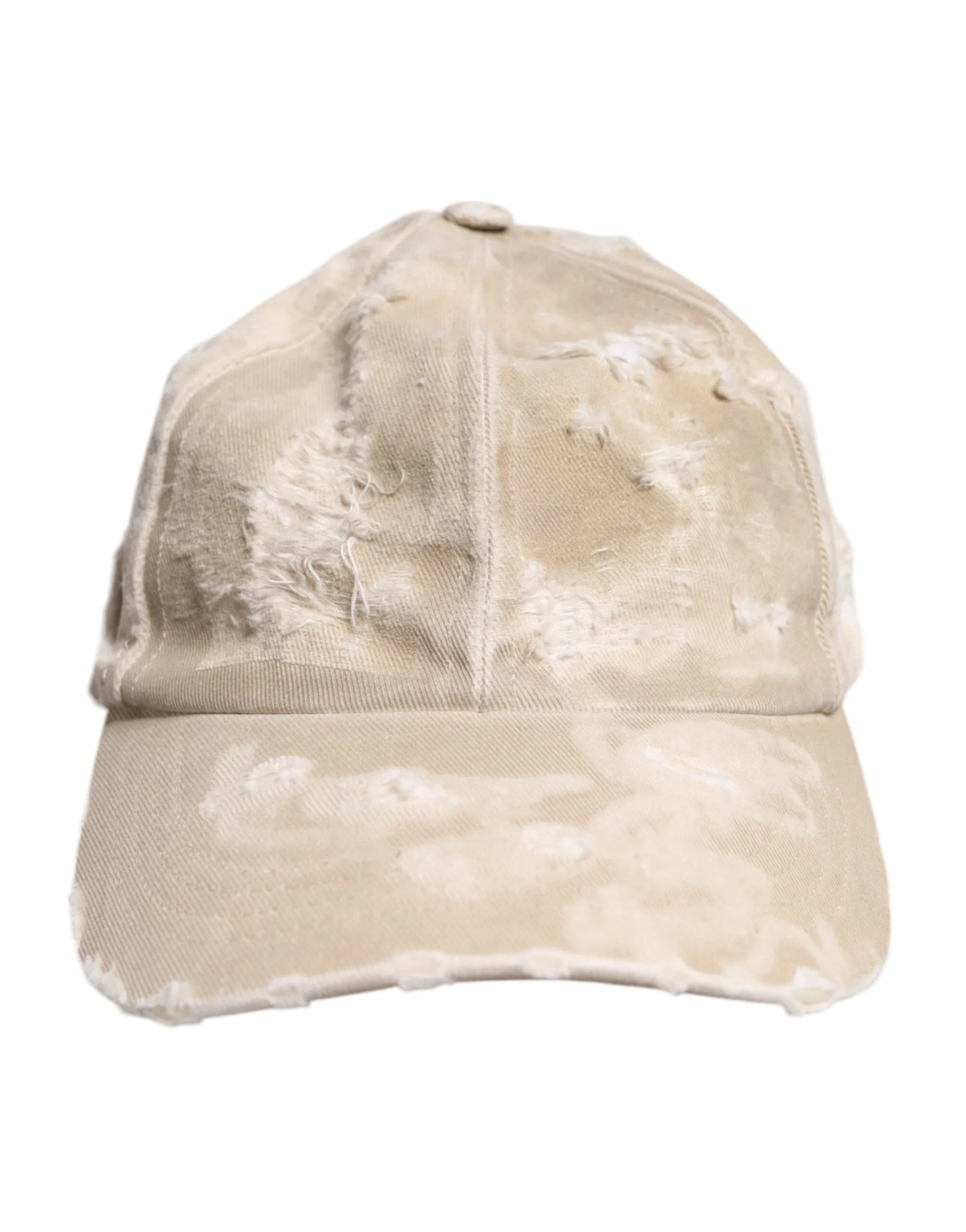 Dolce & Gabbana Beige Tattered Cotton 6 Panels Baseball Cap - 58 cm|M