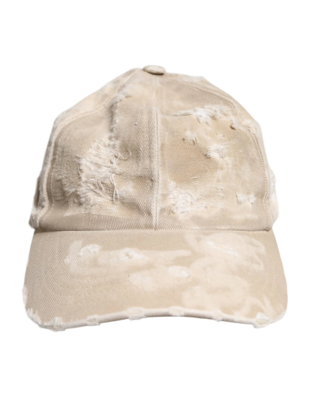 Dolce & Gabbana Beige Tattered Cotton 6 Panels Baseball Cap - 58 cm|M - Baseball Caps