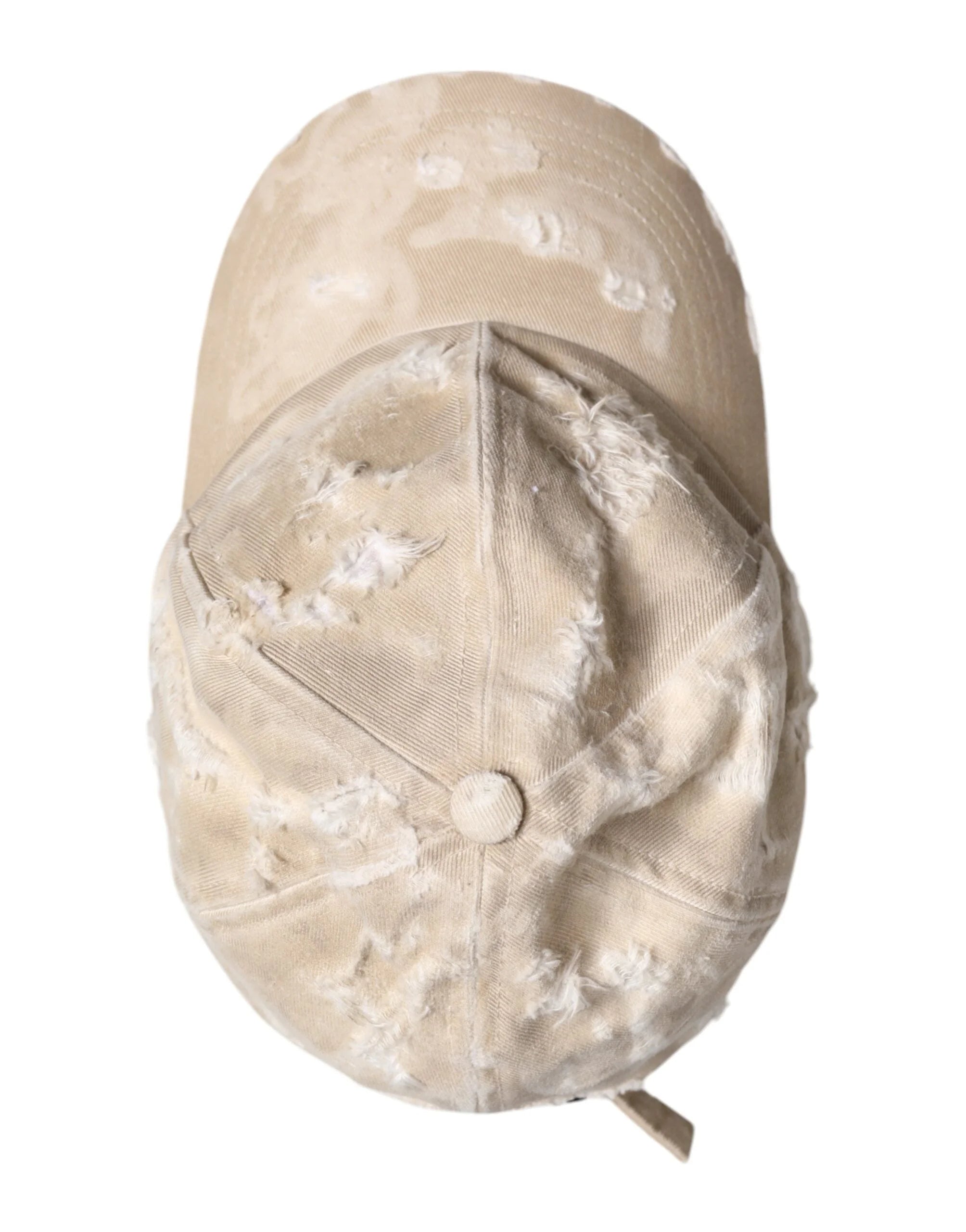 Dolce & Gabbana Beige Tattered Cotton 6 Panels Baseball Cap - 58 cm|M