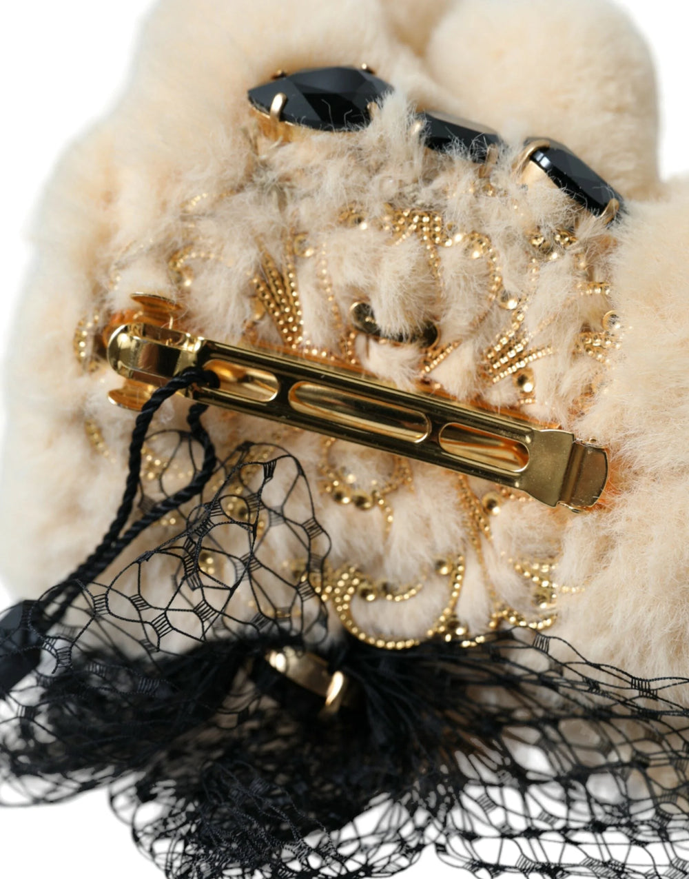 Dolce & Gabbana Beige Teddy Bear Mesh Net Band Hair Clip - Hair Pins Claws & Clips