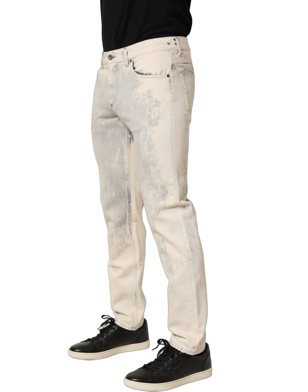 Dolce & Gabbana Beige Tie Dye Cotton Straight Men Denim Jeans - IT48 | M
