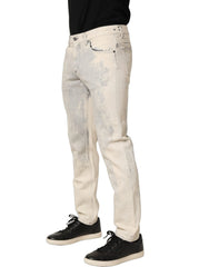 Dolce & Gabbana Beige Tie Dye Cotton Straight Men Denim Jeans - IT48 | M