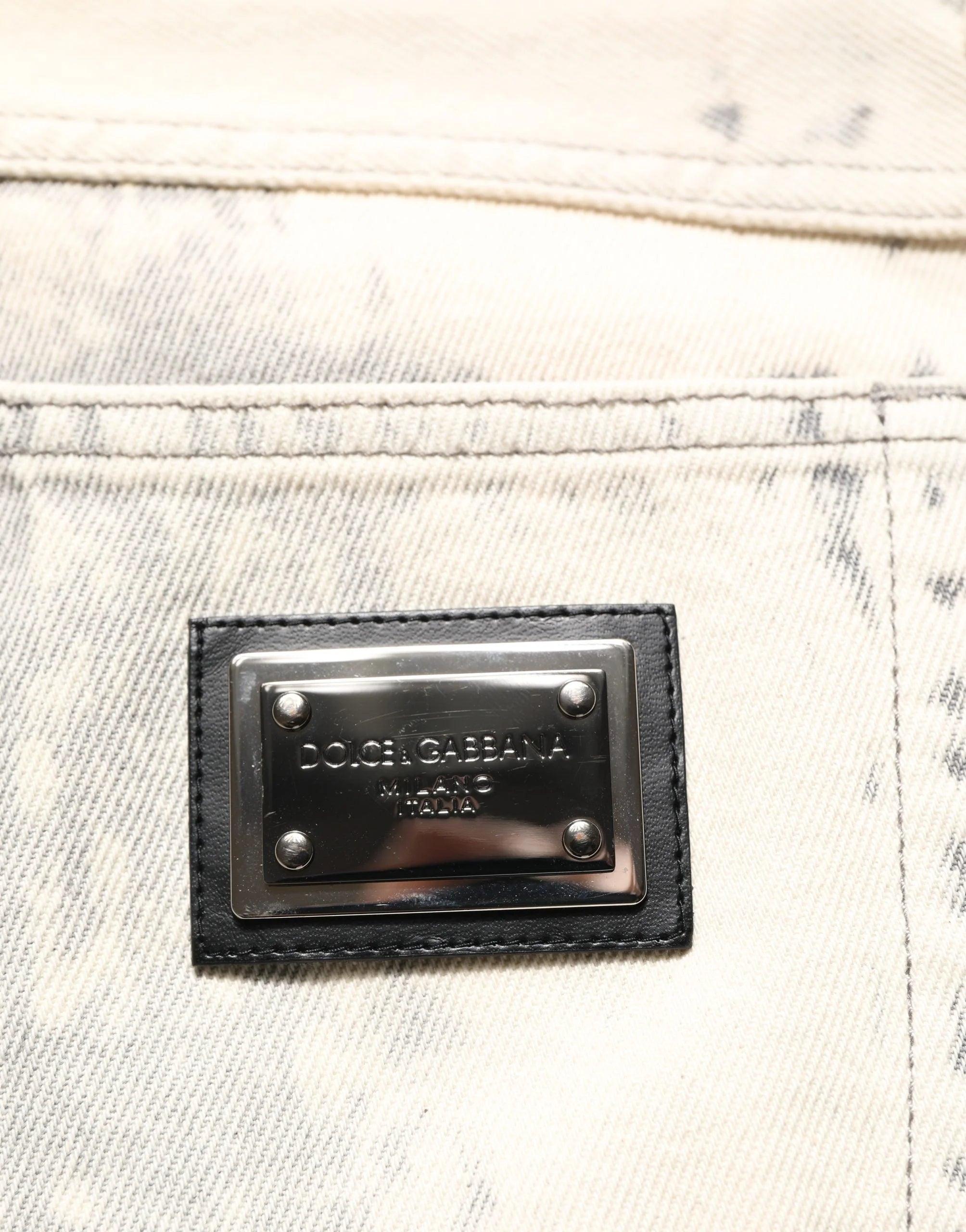Dolce & Gabbana Beige Tie Dye Cotton Straight Men Denim Jeans - IT48 | M