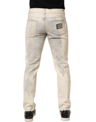 Dolce & Gabbana Beige Tie Dye Cotton Straight Men Denim Jeans - IT48 | M