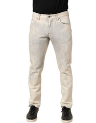 Dolce & Gabbana Beige Tie Dye Cotton Straight Men Denim Jeans - IT48 | M