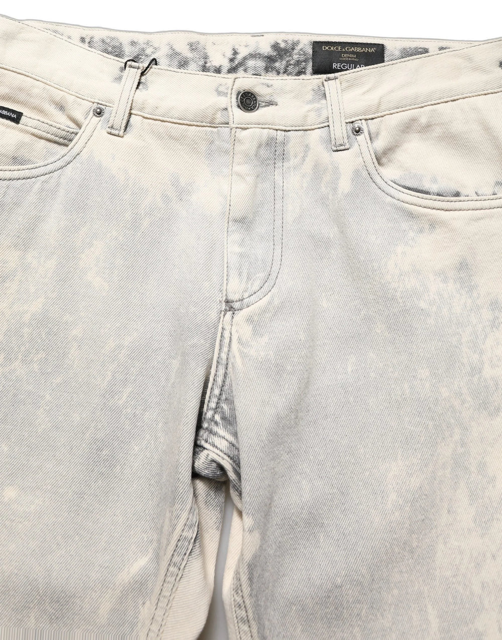 Dolce & Gabbana Beige Tie Dye Cotton Straight Men Denim Jeans - IT48 | M