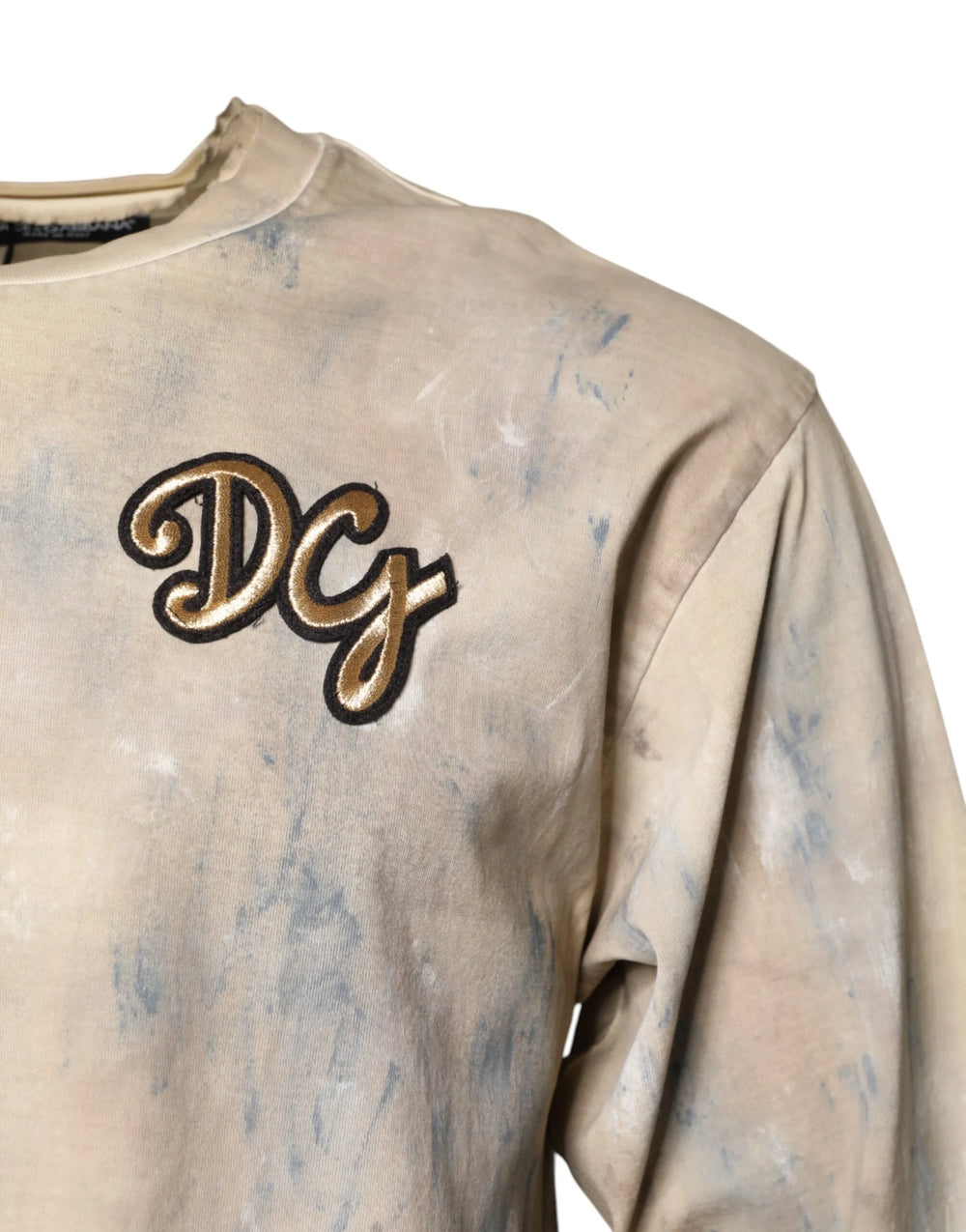 Dolce & Gabbana Beige Tie Dye DG Embroidery Cropped T-shirt - IT50 | L - T-Shirts