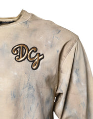 Dolce & Gabbana Beige Tie Dye DG Embroidery Cropped T-shirt - IT50 | L - T-Shirts
