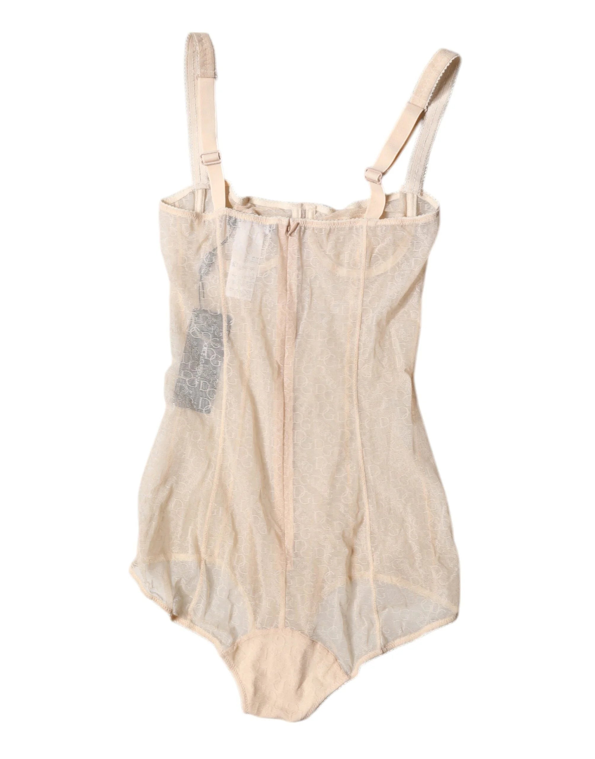 Dolce & Gabbana Beige Tulle Balconette Bra Bodysuit Underwear - IT2 | S - Bodysuits