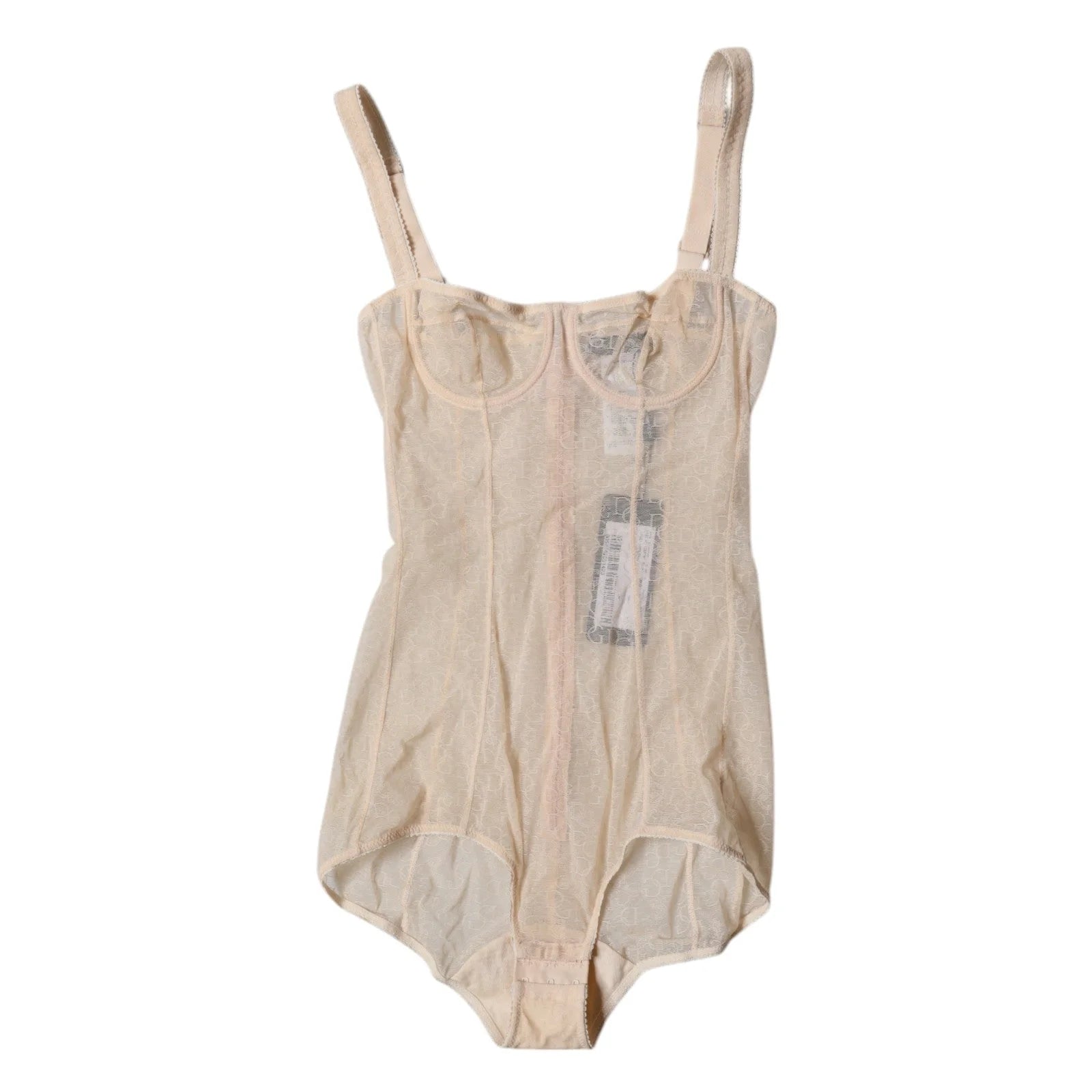 Dolce & Gabbana Beige Tulle Balconette Bra Bodysuit Underwear - IT2 | S - Bodysuits
