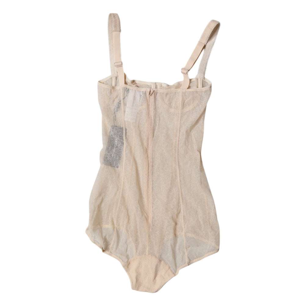 Dolce & Gabbana Beige Tulle Balconette Bra Bodysuit Underwear - IT2 | S - Bodysuits