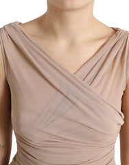 Dolce & Gabbana Beige Viscose V-neck Sleeveless Tank Top - IT40|S - Tank Tops