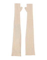 Dolce & Gabbana Beige Wool Fingerless Elbow Length Women Gloves - One Size