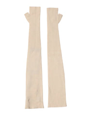 Dolce & Gabbana Beige Wool Fingerless Elbow Length Women Gloves - One Size