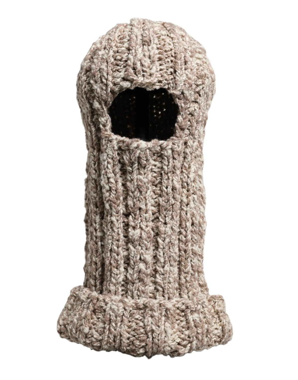 Dolce & Gabbana Beige Wool Knitted Ski Mask Balaclava Hat - Balaclavas