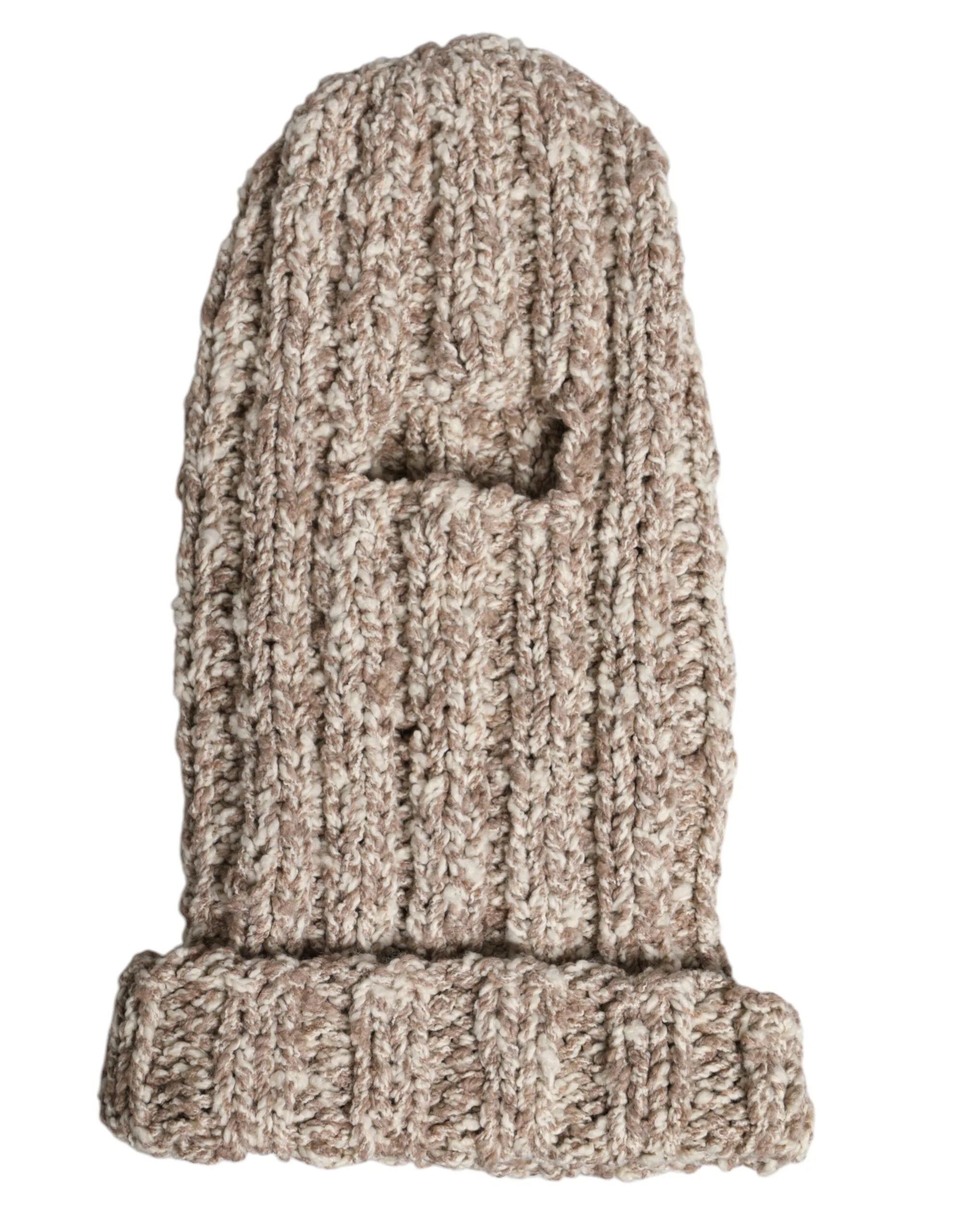 Dolce & Gabbana Beige Wool Knitted Ski Mask Balaclava Hat - Balaclavas