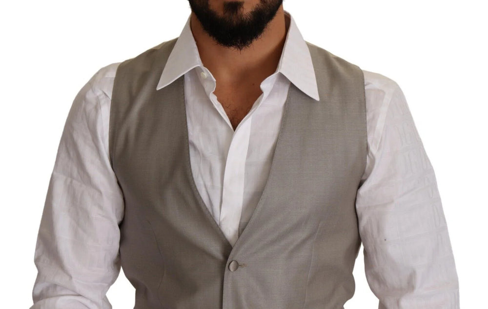 Dolce & Gabbana Beige Wool Single Breasted Waistcoat Vest - IT48 | M - Vests