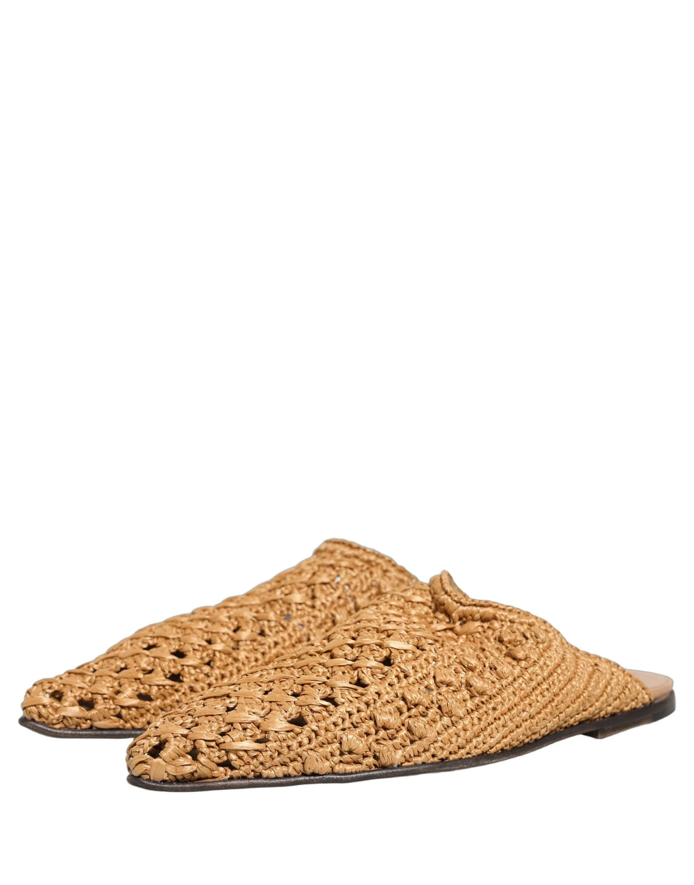 Dolce & Gabbana Beige Woven Straw Slides Sandals Flats Shoes - EU44/US11