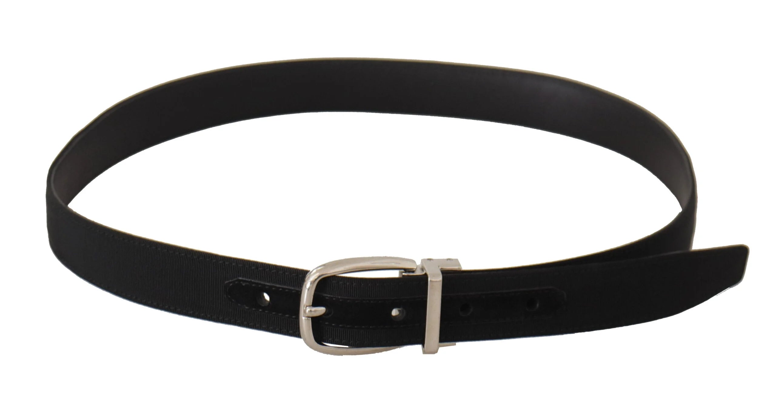 Dolce & Gabbana Belt Black Calf Leather Silver Tone Metal Buckle - Belts