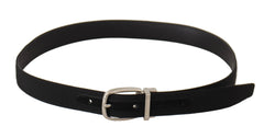 Dolce & Gabbana Belt Black Calf Leather Silver Tone Metal Buckle - Belts