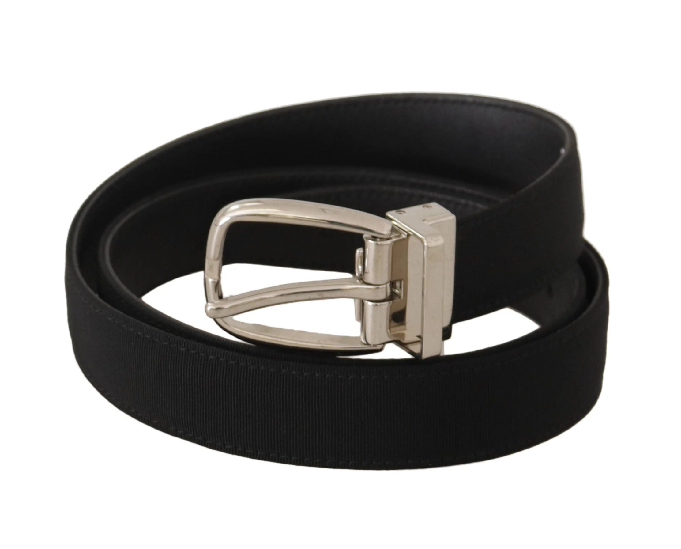 Dolce & Gabbana Belt Black Calf Leather Silver Tone Metal Buckle - Belts