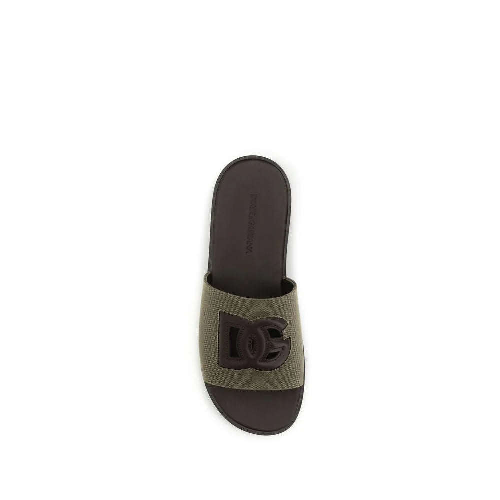 Dolce & Gabbana kétszínű vászon lapos szandál