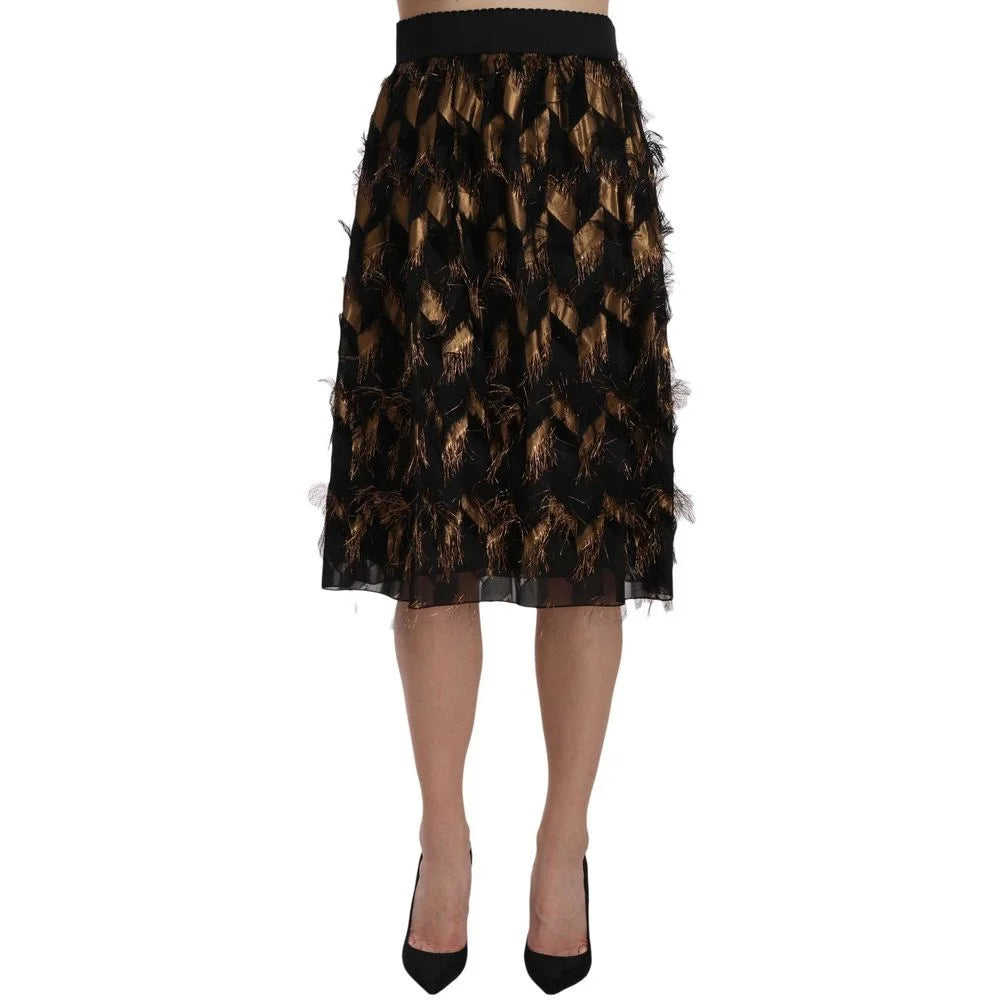 Dolce & Gabbana Bicolor Silk Midi Skirt - IT40