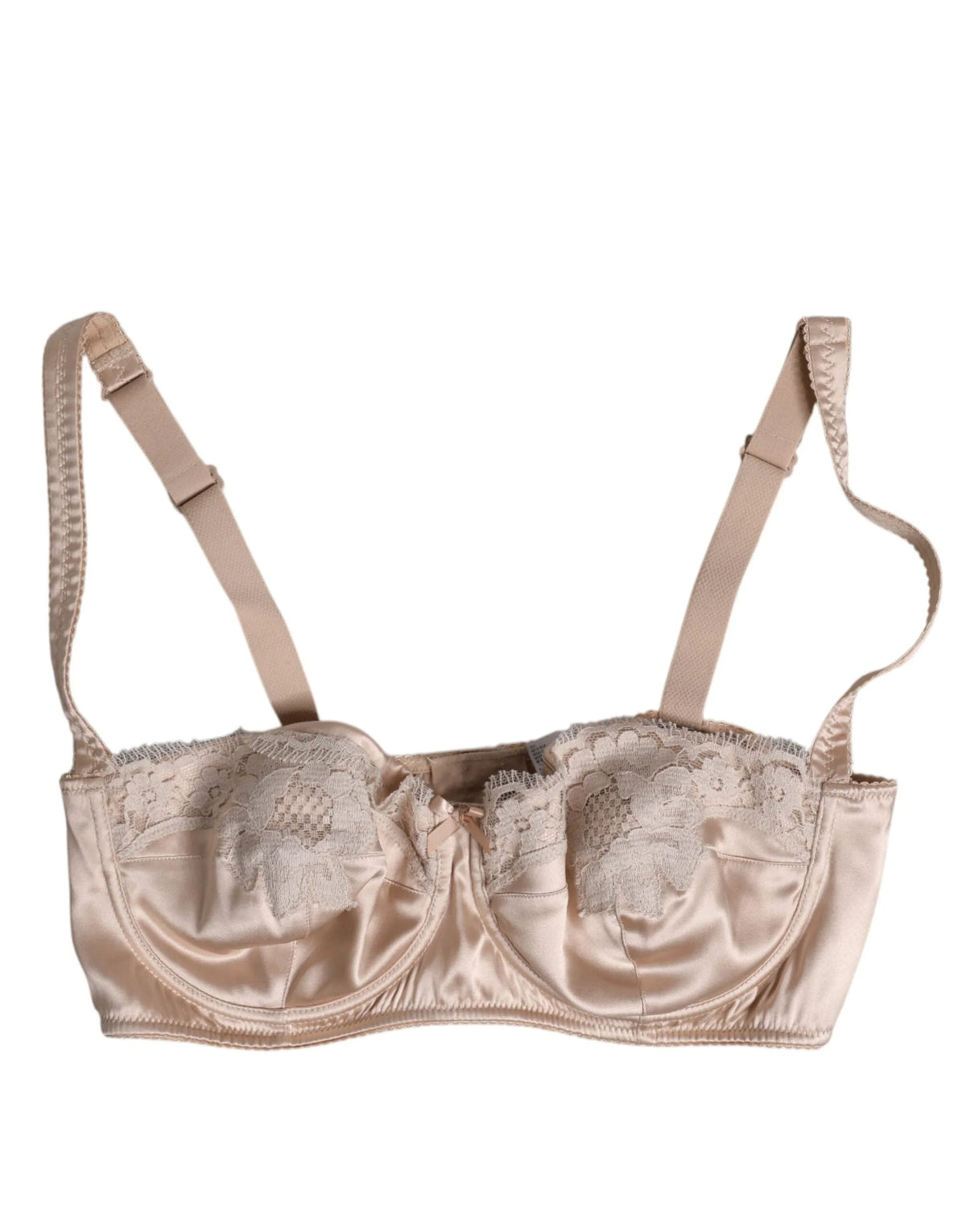 Dolce & Gabbana Biege Silk Underwired Balconette Bra Underwear - Bras