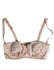 Dolce & Gabbana Biege Silk Underwired Balconette Bra Underwear - Bras
