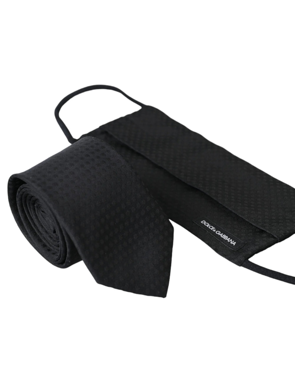 Dolce & Gabbana Black 100% Silk Adjustable Necktie Face Mask - Neckties