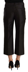 Dolce & Gabbana Black 100% Silk Flared Cropped Pants - IT42|M - Trousers
