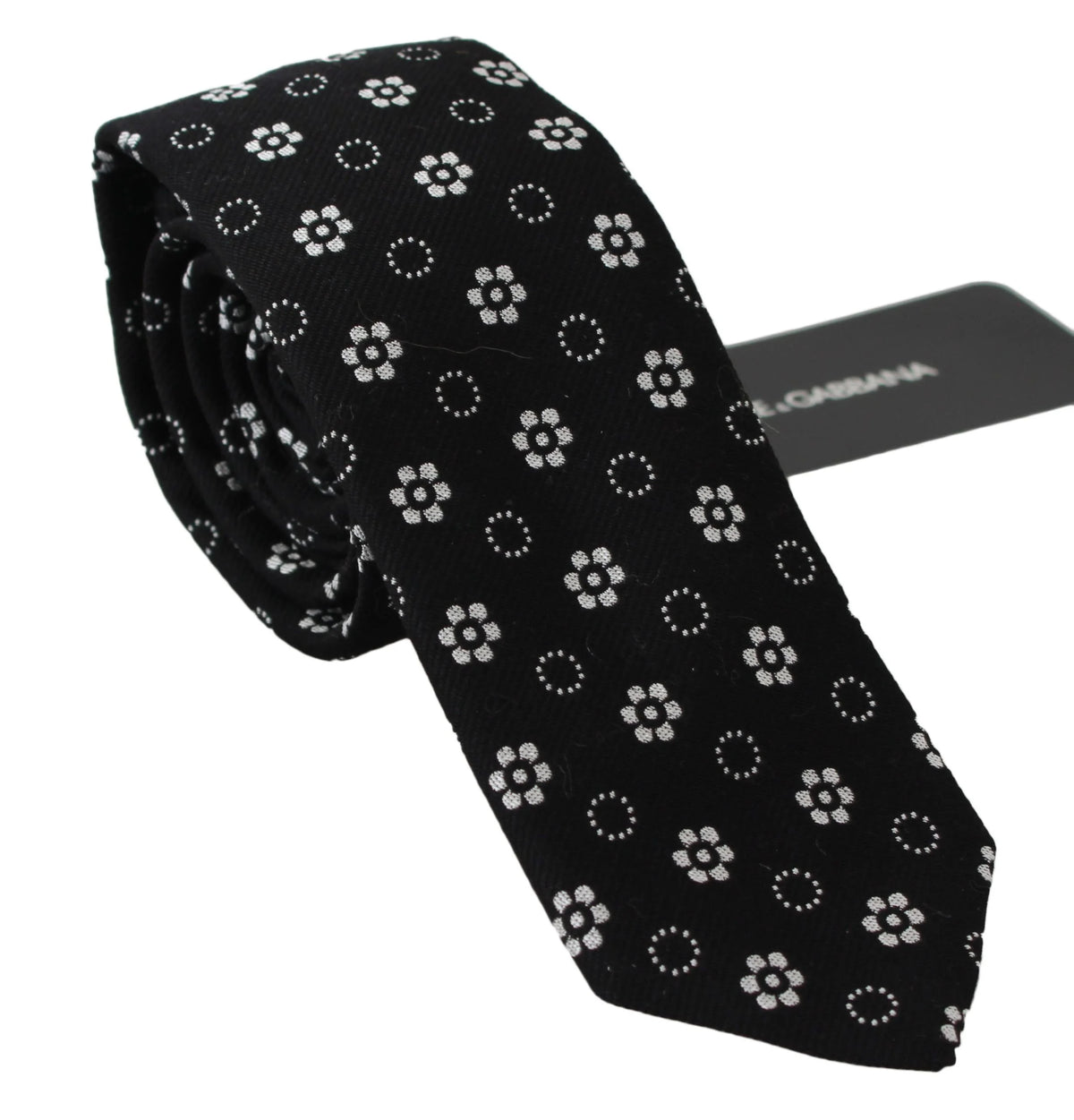 Dolce & Gabbana Black 100% Silk Floral Print Print Classic Tie - Neckties