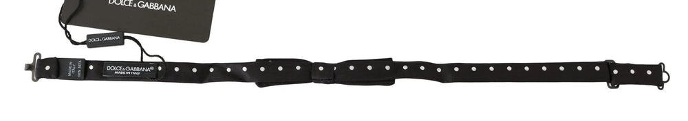 Dolce & Gabbana Black 100% Silk Polka Dot Adjustable Neck Bow Tie - Neckties