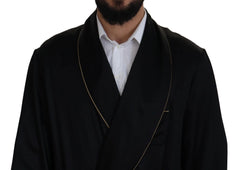 Dolce & Gabbana Black 100% Silk Robe Coat Wrap Jacket - IT50 | L - Overcoats
