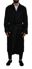 Dolce & Gabbana Black 100% Silk Robe Coat Wrap Jacket - IT50 | L - Overcoats