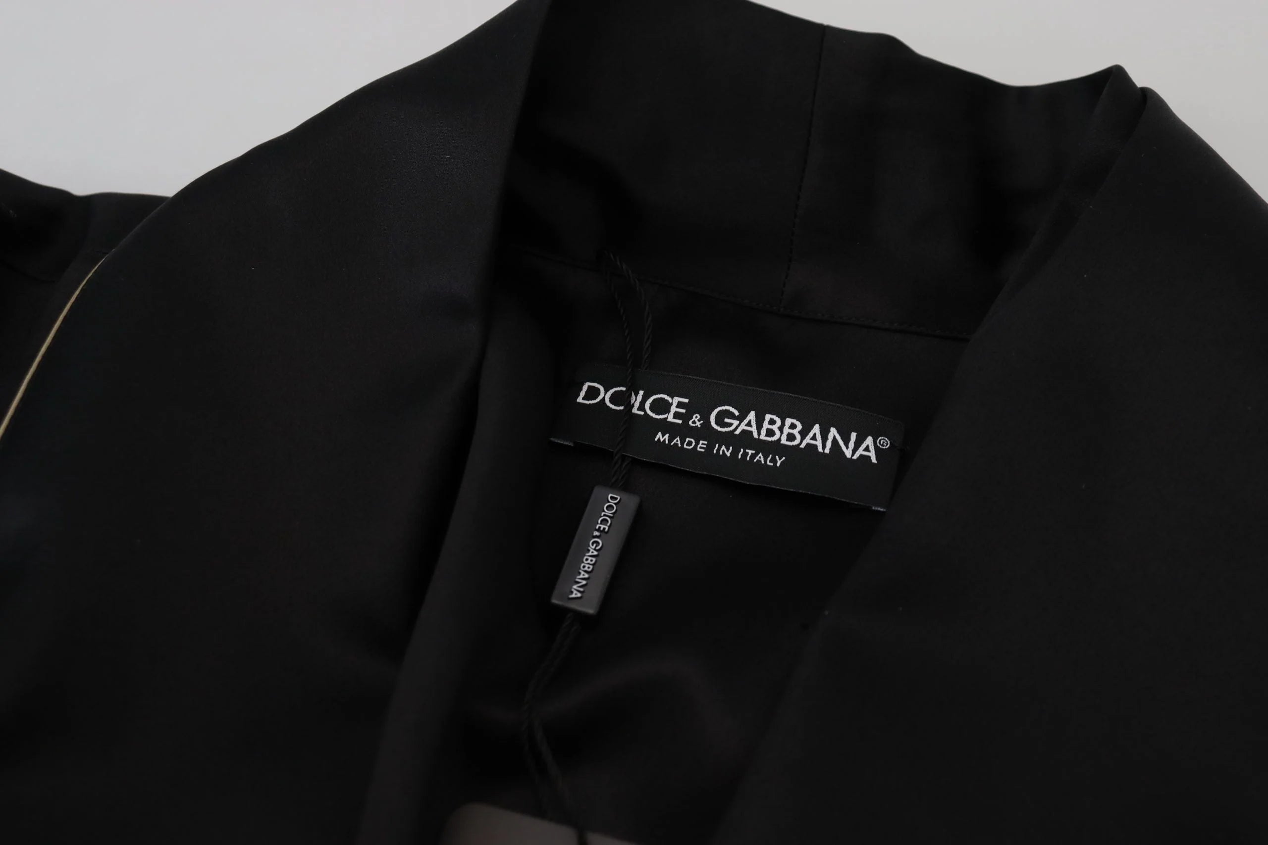 Dolce & Gabbana Black 100% Silk Robe Coat Wrap Jacket - IT50 | L - Overcoats