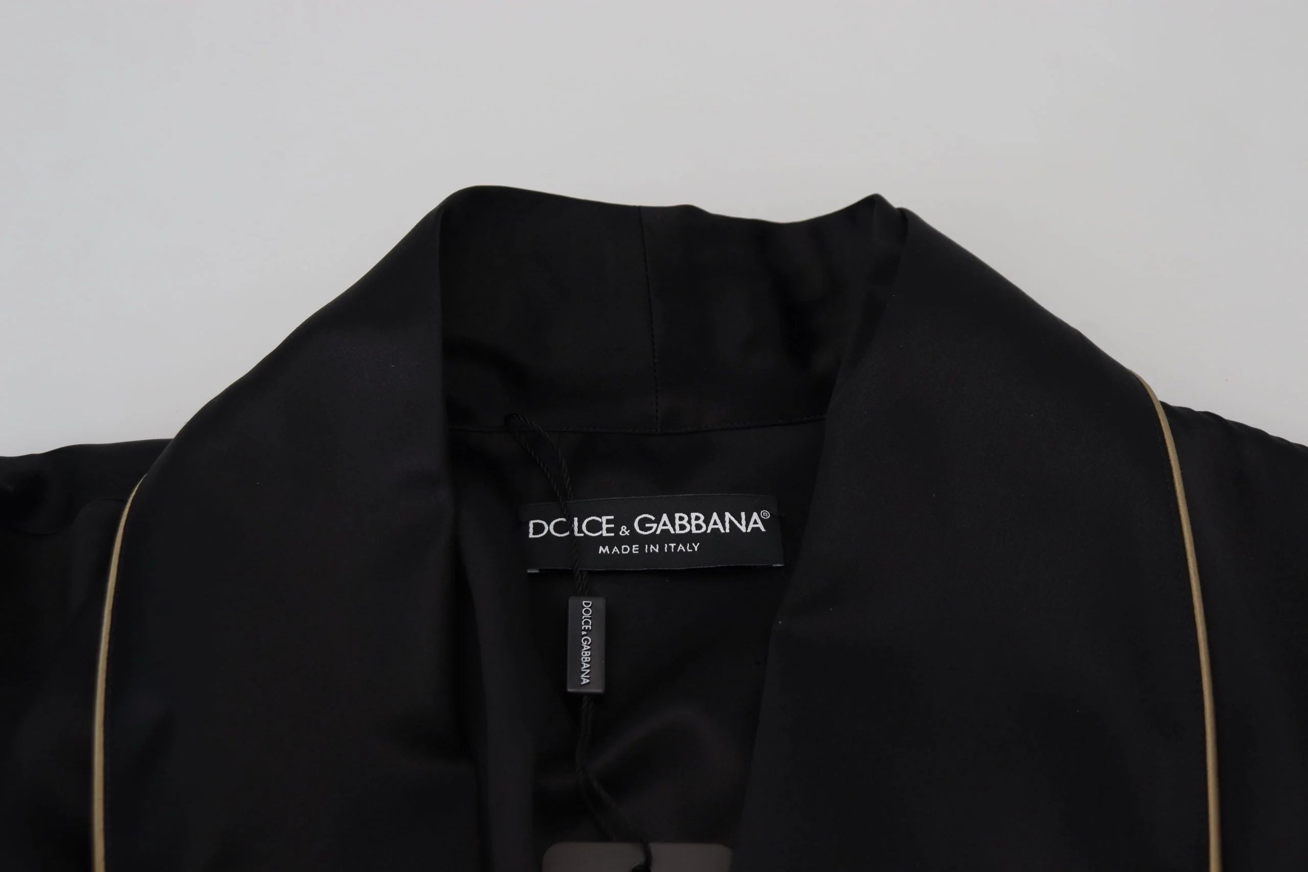 Dolce & Gabbana Black 100% Silk Robe Coat Wrap Jacket - IT50 | L - Overcoats