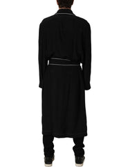 Dolce & Gabbana Black 100% Silk Robe Men Wrap Coat Jacket - IT52 | XL