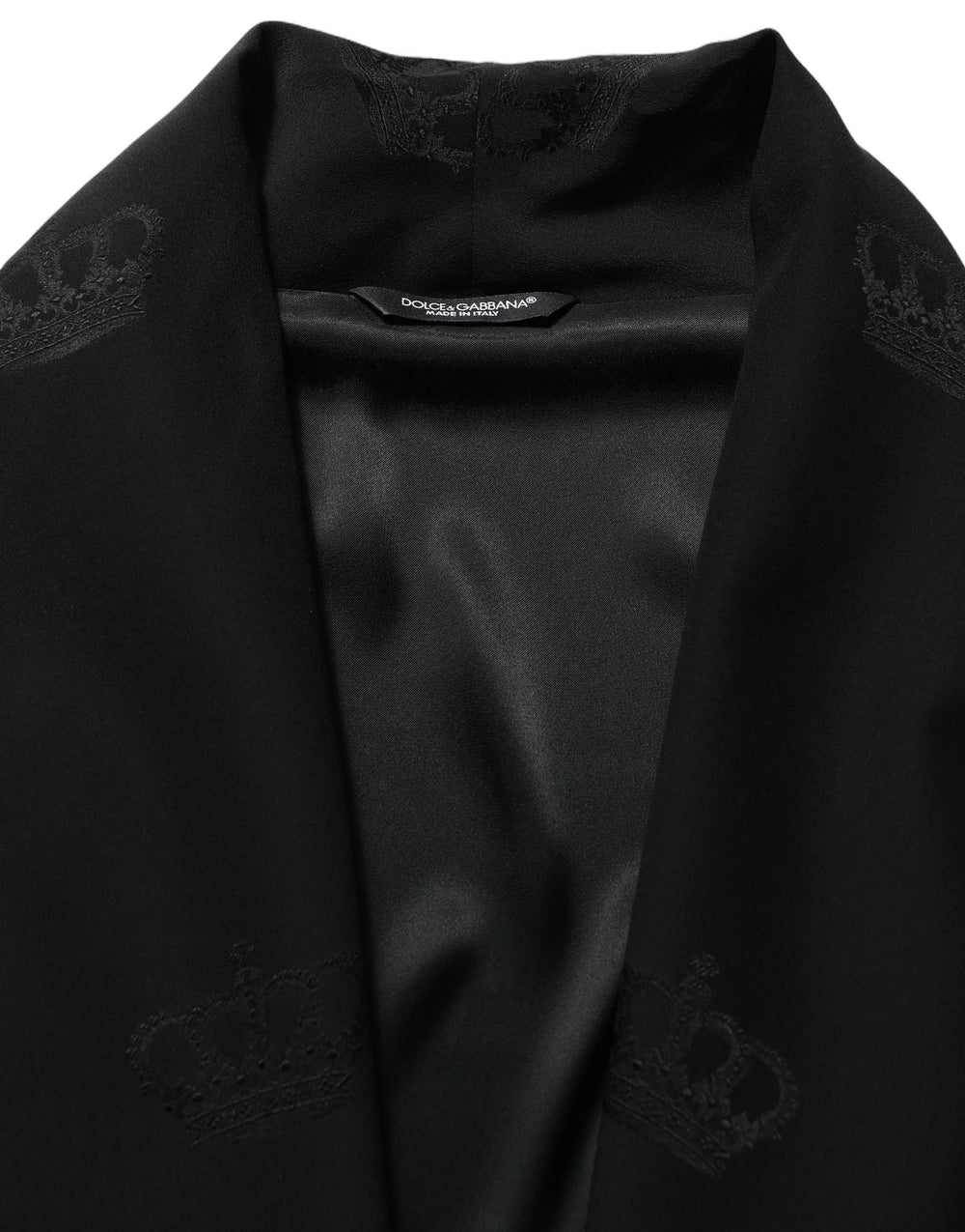 Dolce & Gabbana Black 100% Silk Robe Men Wrap Coat Jacket - IT52 | XL