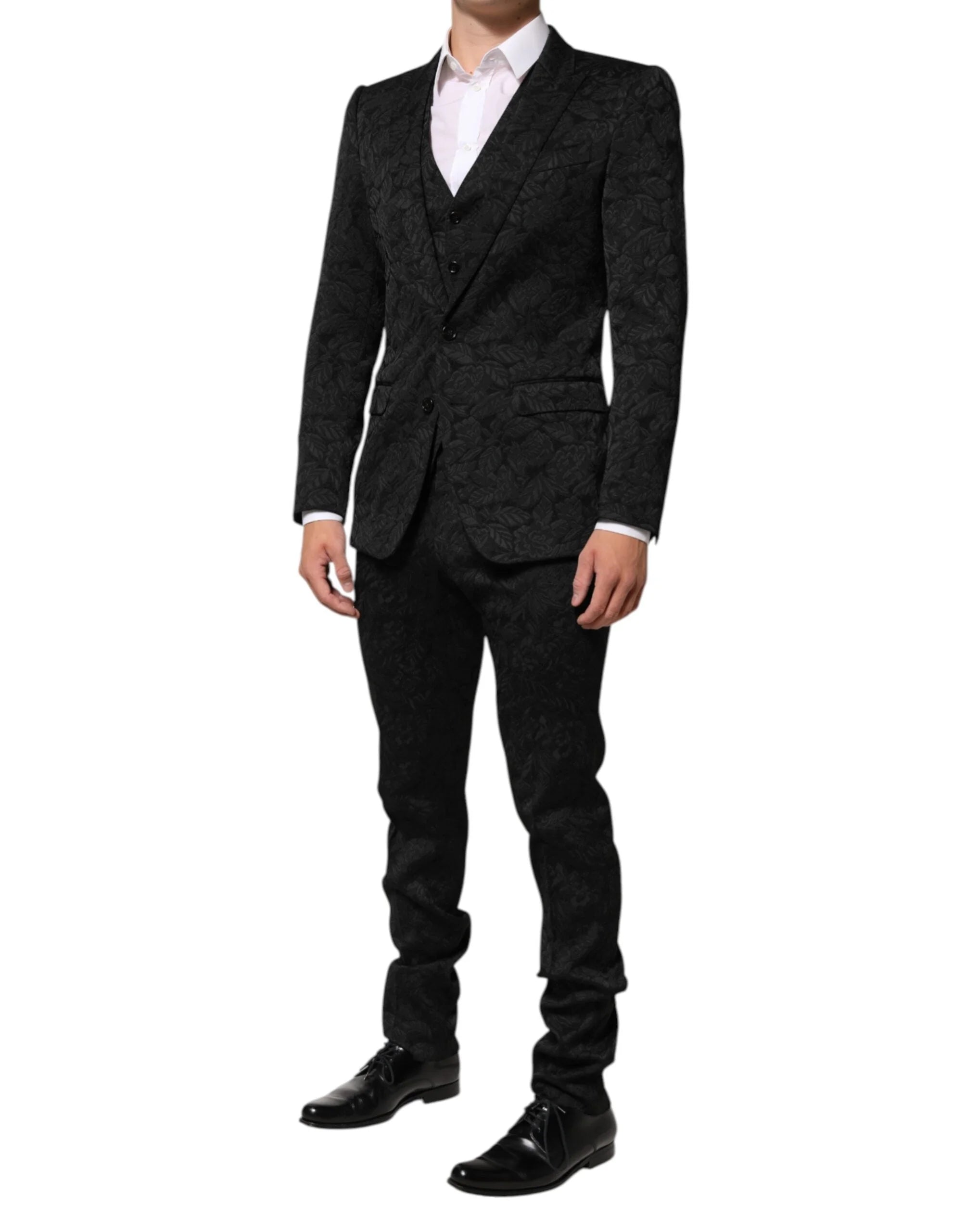 Dolce & Gabbana Black 3 Piece Brocade Jacquard Suit MARTINI - IT46 | S - Suits