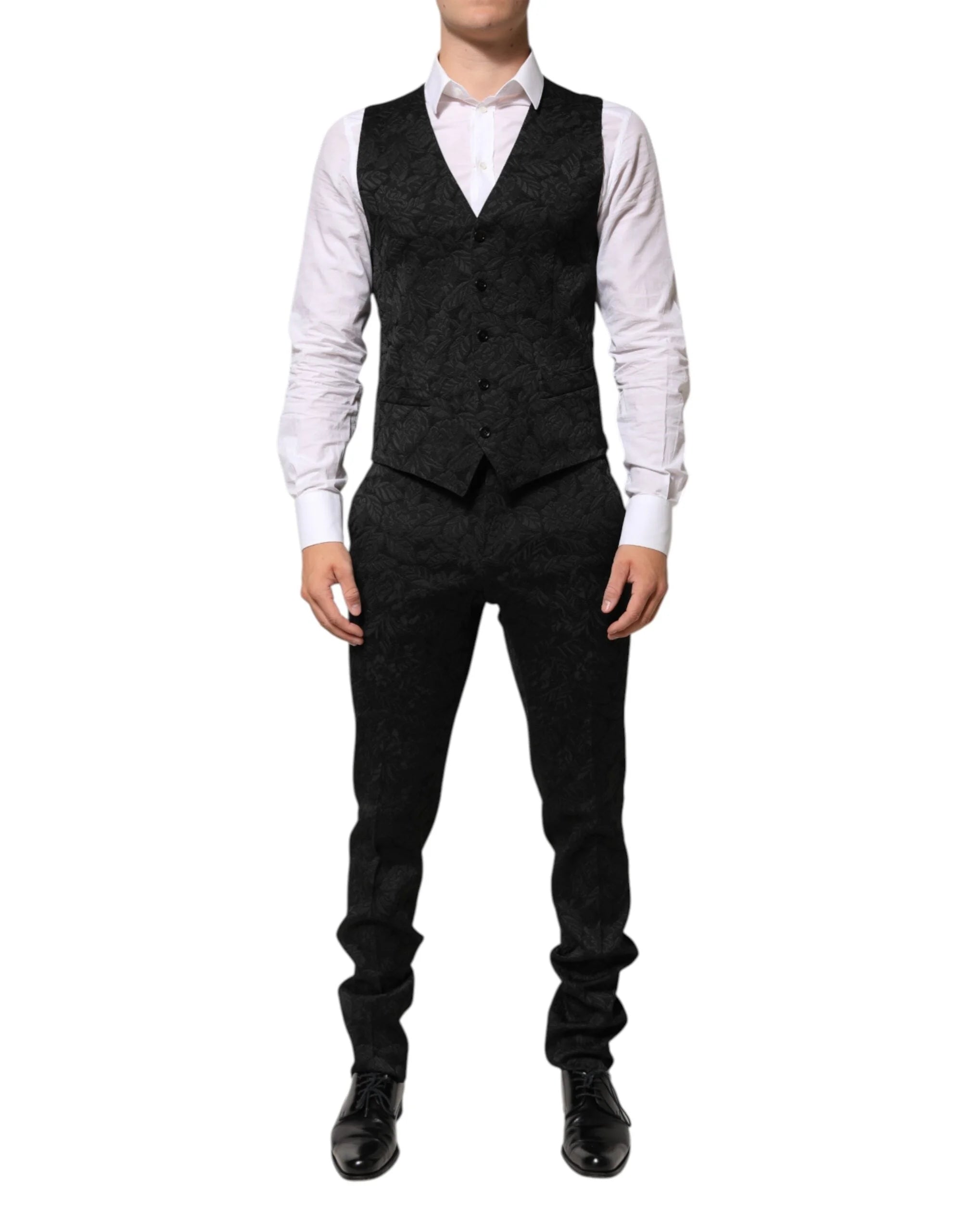 Dolce & Gabbana Black 3 Piece Brocade Jacquard Suit MARTINI - IT46 | S - Suits