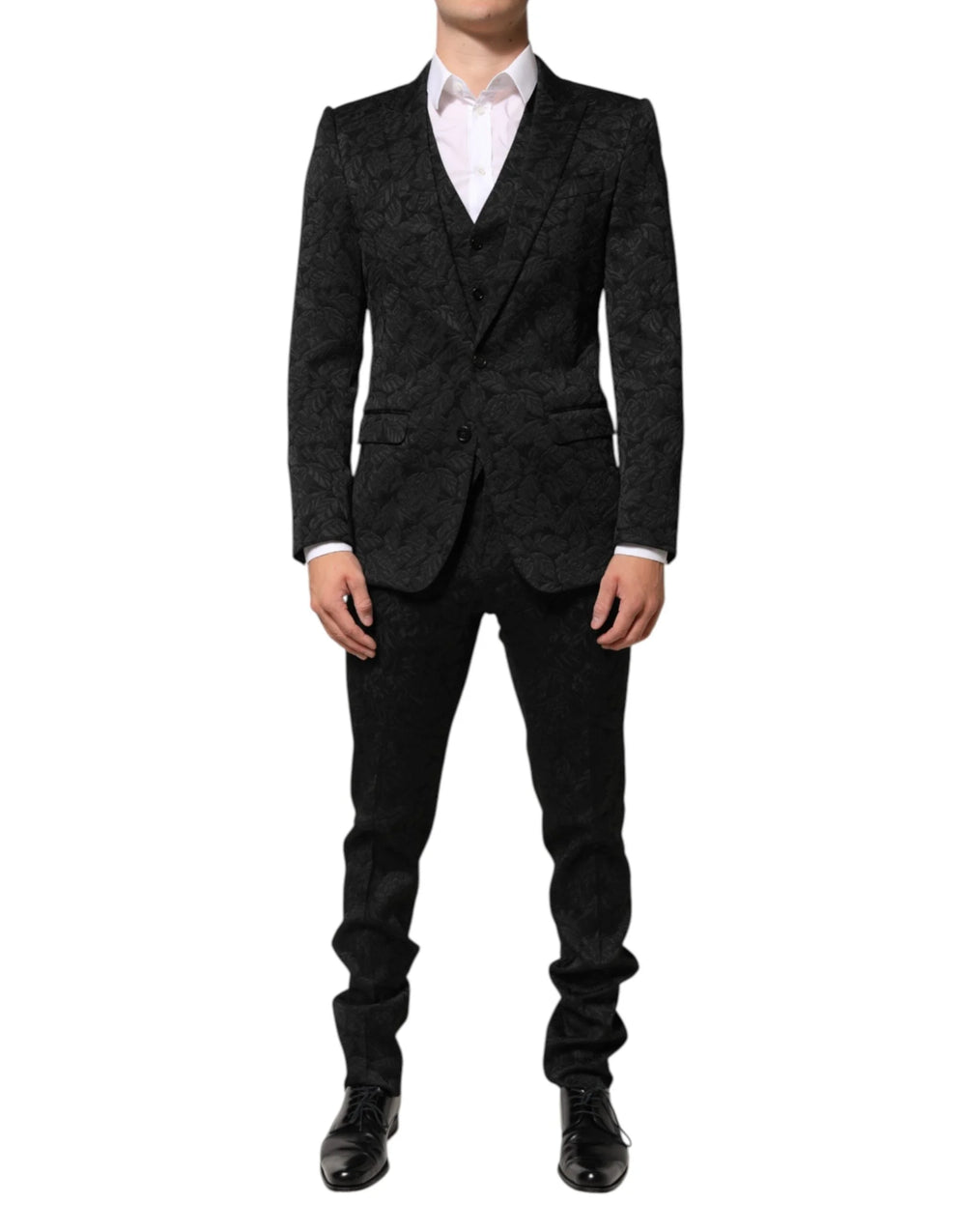 Dolce & Gabbana Black 3 Piece Brocade Jacquard Suit MARTINI - IT46 | S - Suits