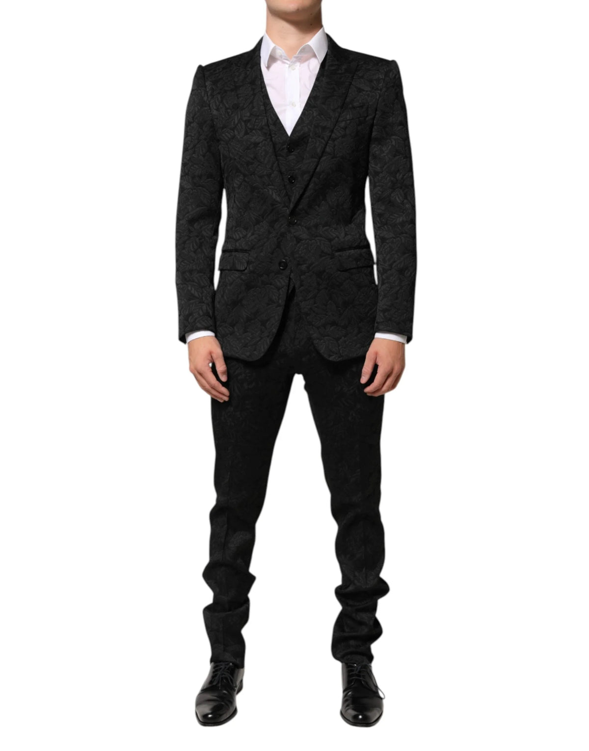 Dolce & Gabbana Black 3 Piece Brocade Jacquard Suit MARTINI - IT46 | S - Suits