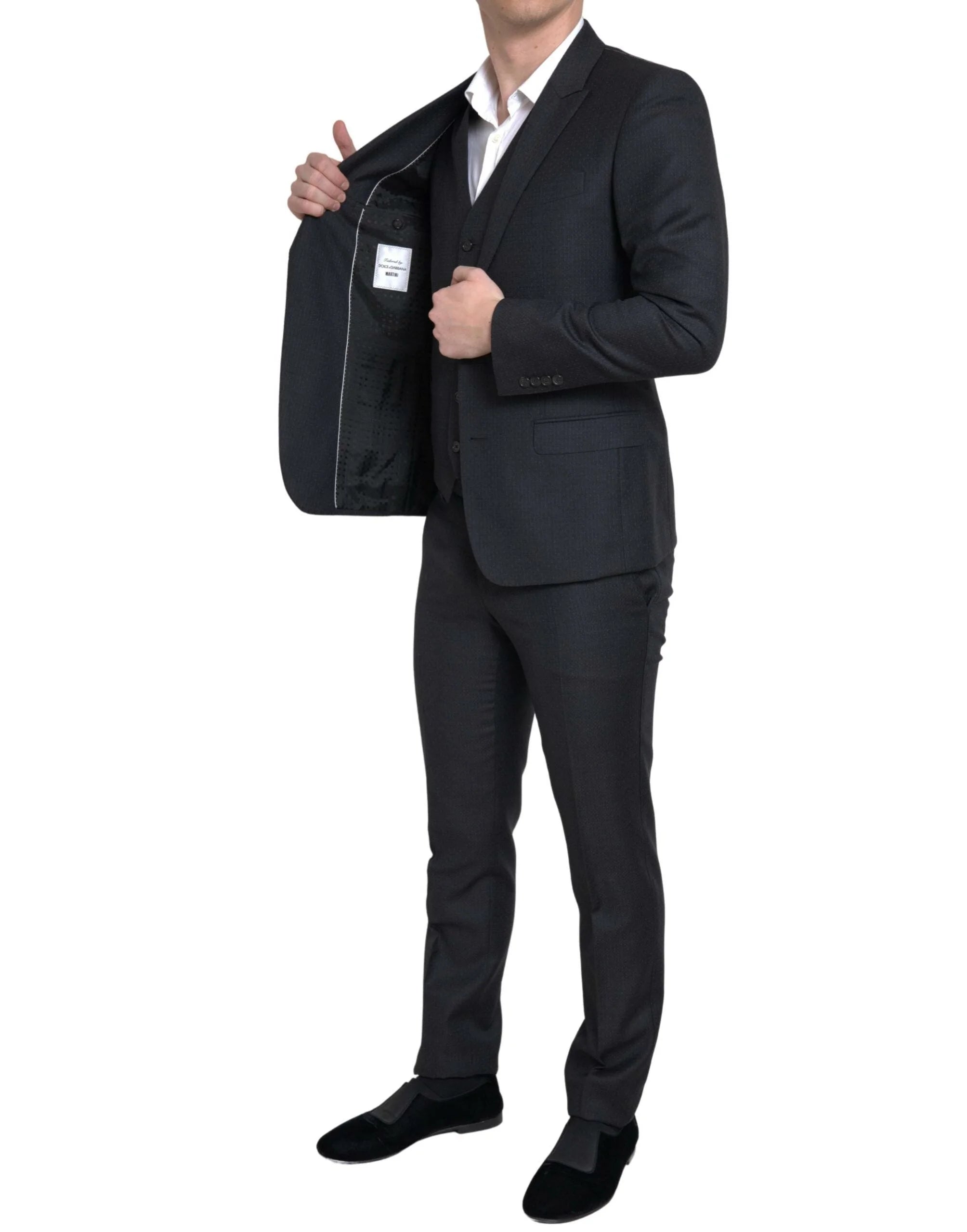 Dolce & Gabbana Black 3 Piece Single Breasted MARTINI Suit - Pant Suits