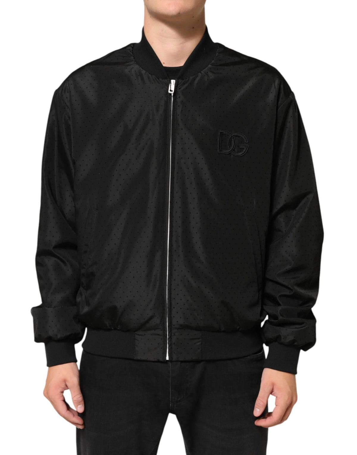 Dolce & Gabbana Black Acetate Full Zip Bomber Men Jacket - IT54 | XL - Bomber Jackets