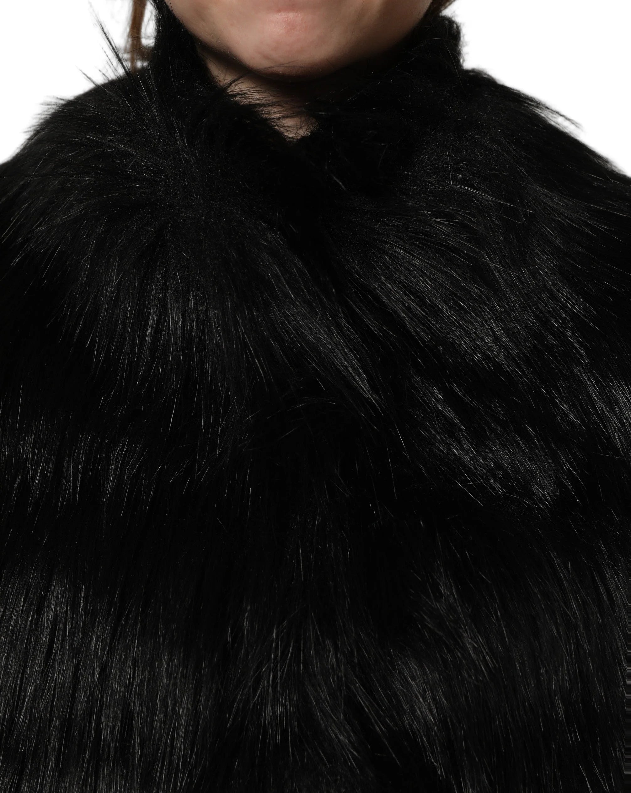Dolce & Gabbana Black Acrylic Faux Fur Sleeveless Vest Jacket - IT40|S