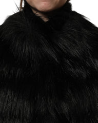 Dolce & Gabbana Black Acrylic Faux Fur Sleeveless Vest Jacket - IT40|S