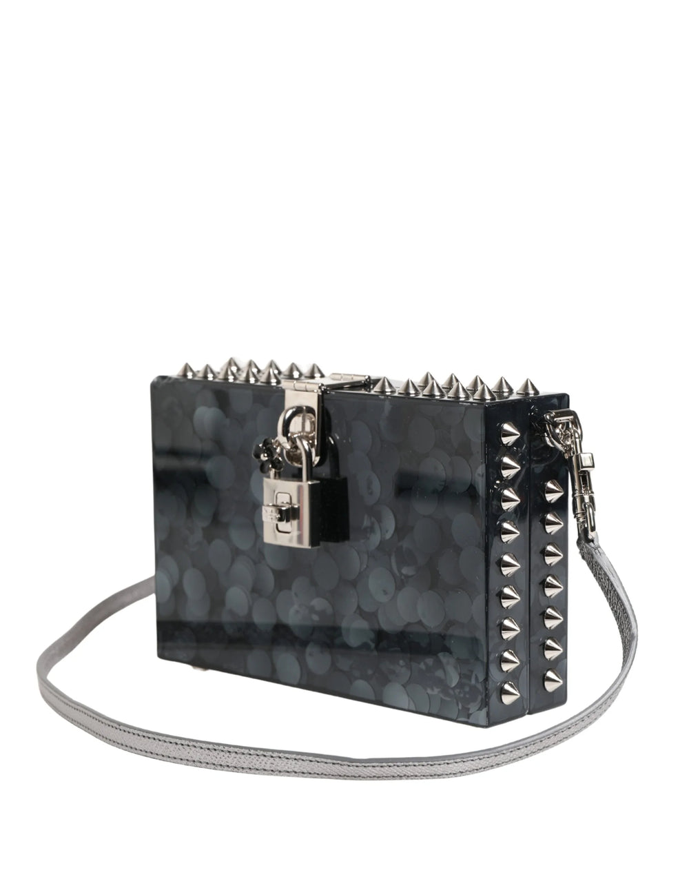 Dolce & Gabbana Black Acrylic Plexiglass Studded DOLCE BOX Clutch Bag